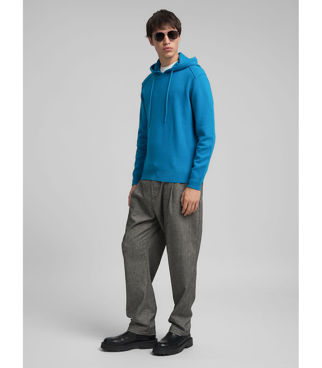 ブライトカラー ニットフーディー 詳細画像 ターコイズブルー 4